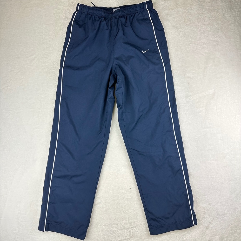 Nike Track Pants Mens Windbreaker Swoosh Straight S Navy Piping Polyester